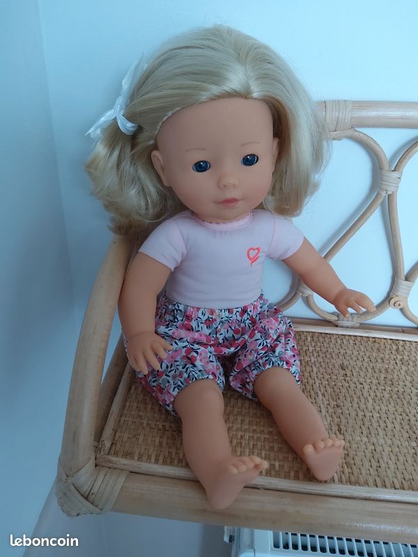 Poupée Corolle 1994 – Fille Blonde Cheveux Longs – 36 Cm – Robe Rose – Vintage