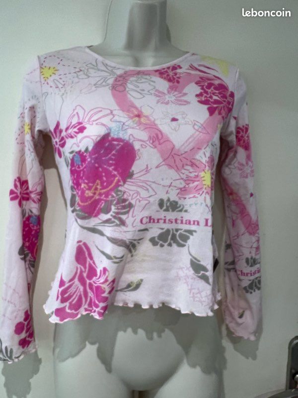 T-shirt Christian Lacroix, junior, Rose, jaune bleu, fuchsia fleuri 11 ans (image 1)