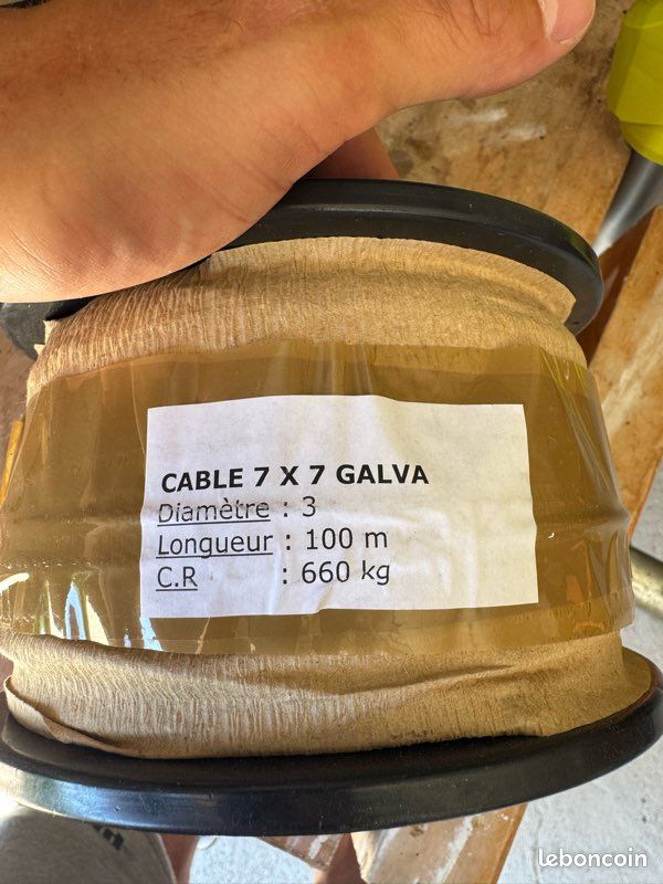 Câble acier galvanisé 3 mm – 100 m – 7x7 – neuf (image 1)