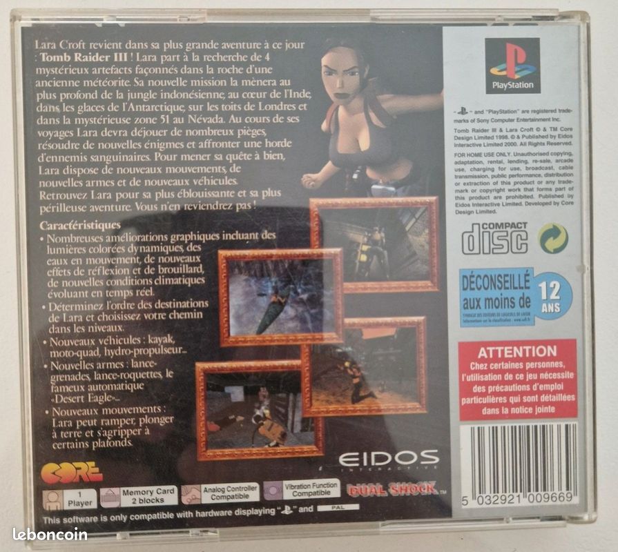 Tomb raider 3 PS1 PAL Platinum (image 3)