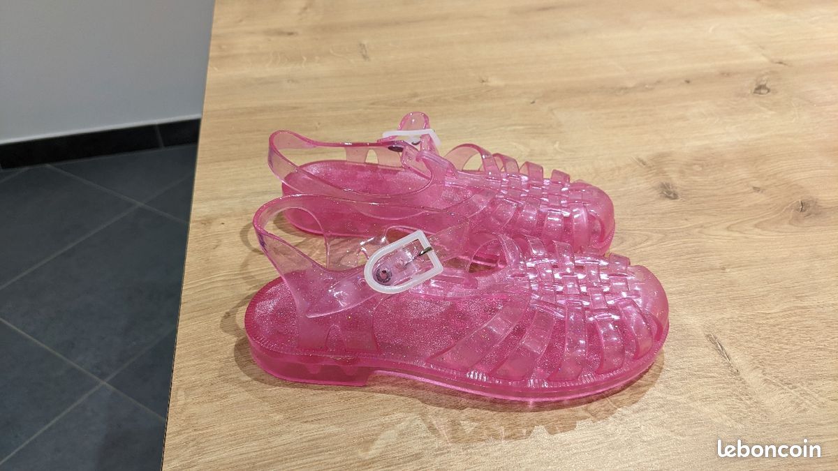 Sandales plastique rose pailleté (image 2)