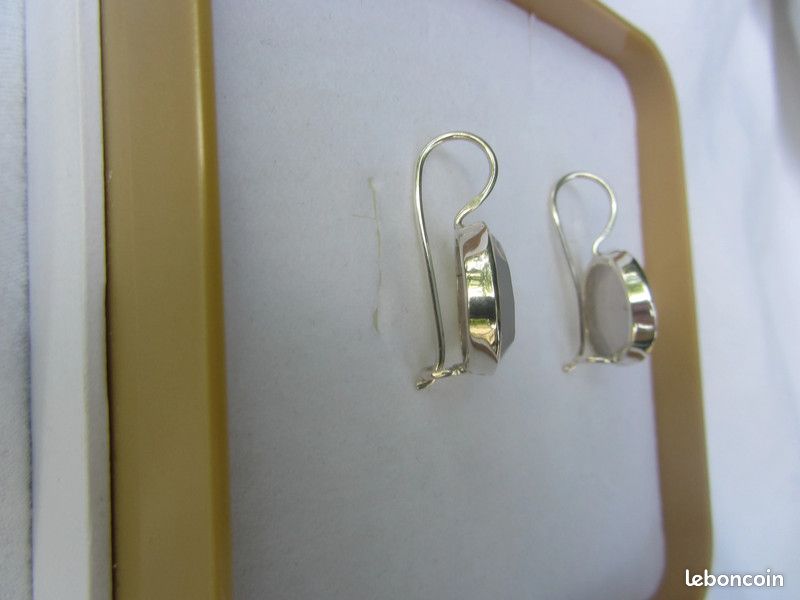 Boucles d'oreilles en argent et calcédoine véritables neuf (image 12)