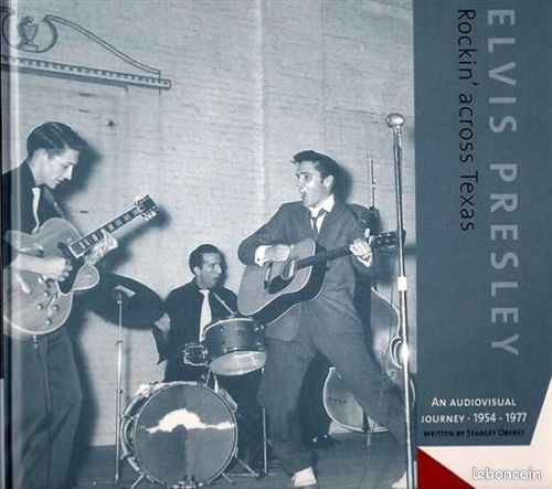 Elvis presley rockin across texas livre couverture rigide 270 pages 240 photos 2 cds set 1974 & 1976 soundboard recording sortie en uillet 2005 supprimé du catalogue ftd extrêmement rare scellé (image 1)