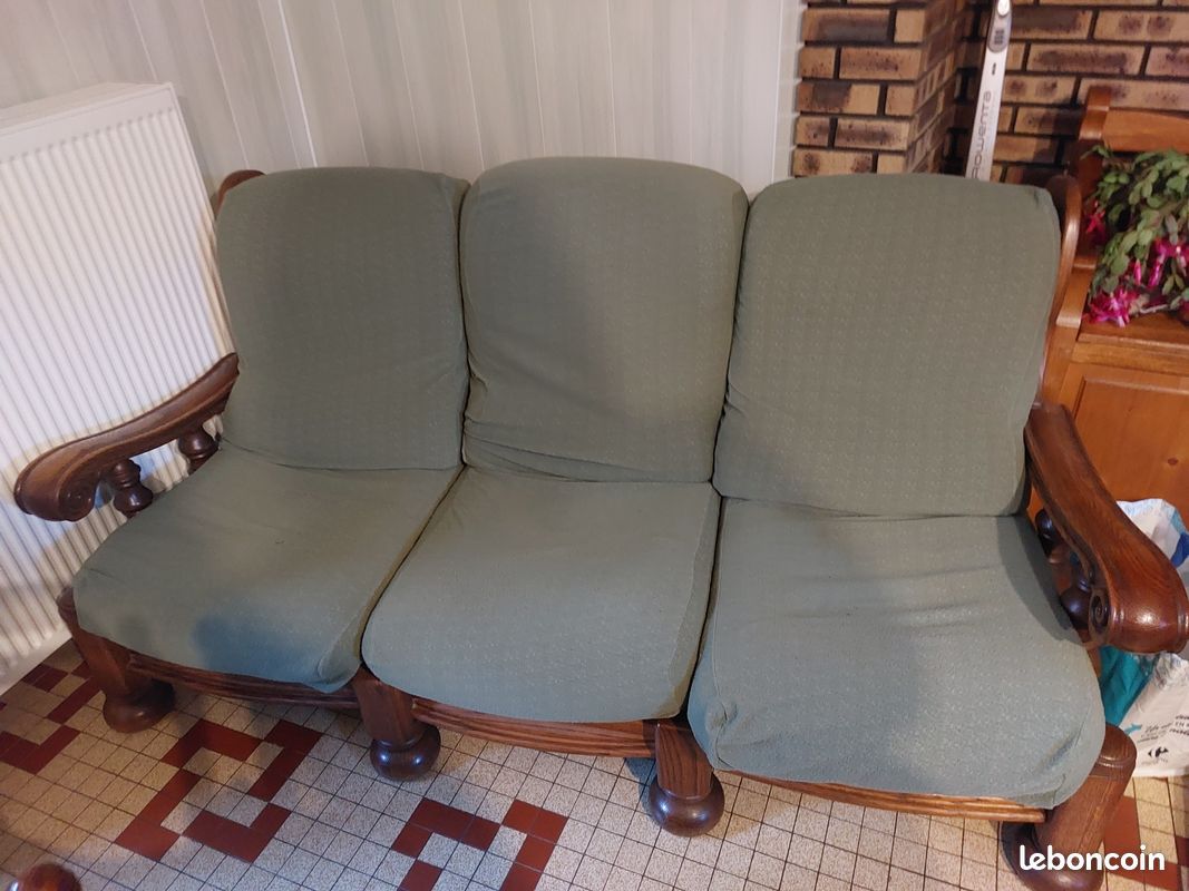 Salon cuir canapé et 2 fauteuils (image 4)