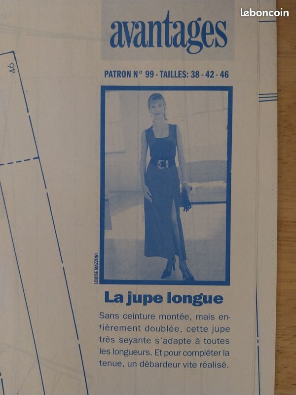 Patron de couture Jupe longue fendue T 38 A 46 (image 2)