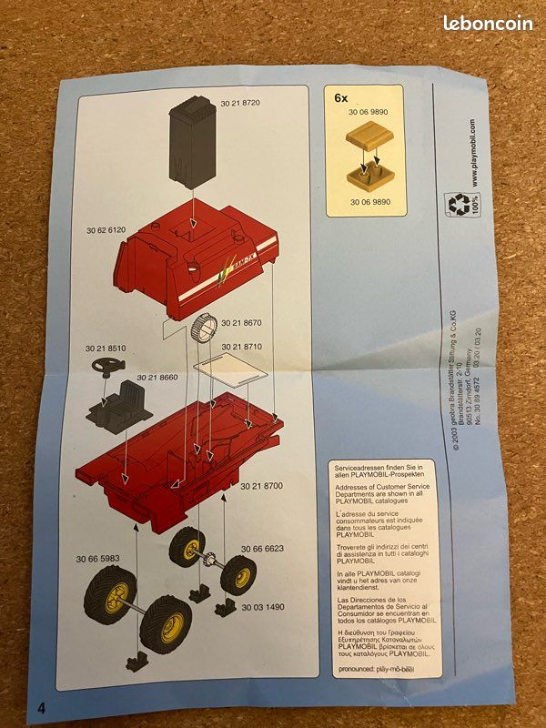 Playmobil 7645 – Moissonneuse-batteuse Rouge Pour Ferme, Neuve En Sachet, Fabrication Allemande