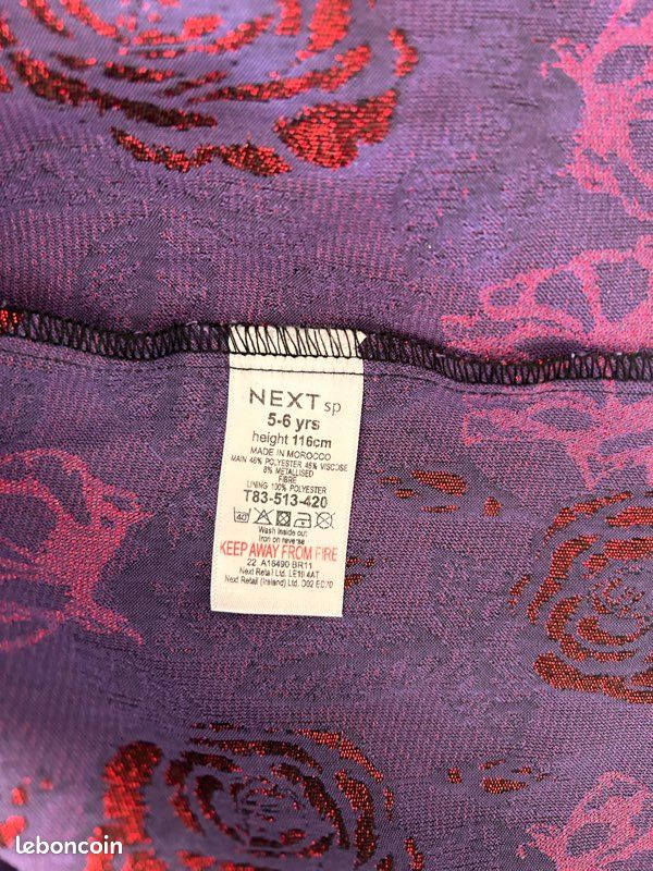 Robe Fille Next Taille 5-6 Ans - Occasion Très Bon état