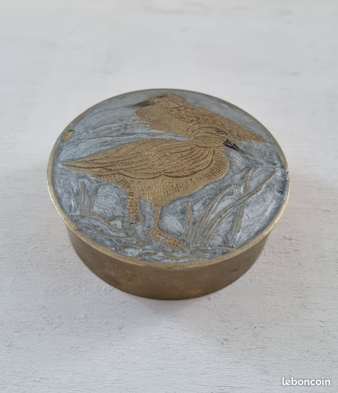 Vieille Boîte En Métal Côte D'Or – Vintage Déco Fleurs Et Oiseaux, Vide - Idée Rétro