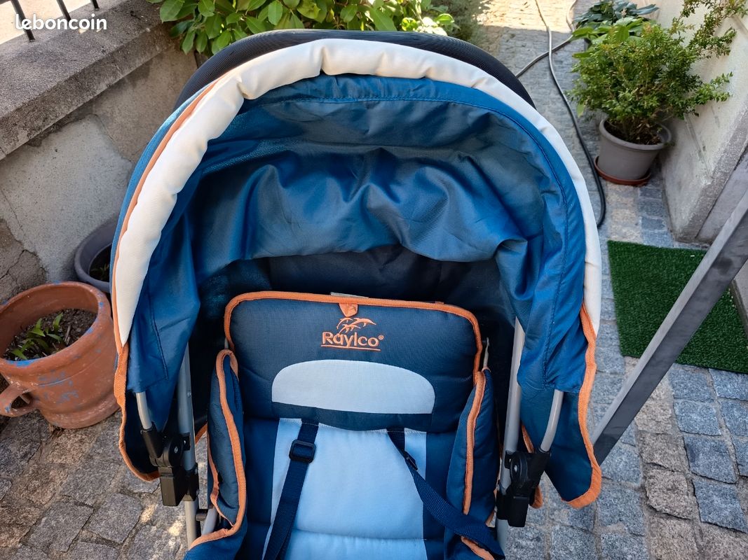 Poussette double Raylco en longueur — Bleue et orange (image 2)