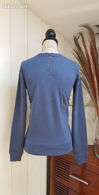 Sweat cintré en molleton bleu devant matelassé surpiqué XS Neuf (image 2)
