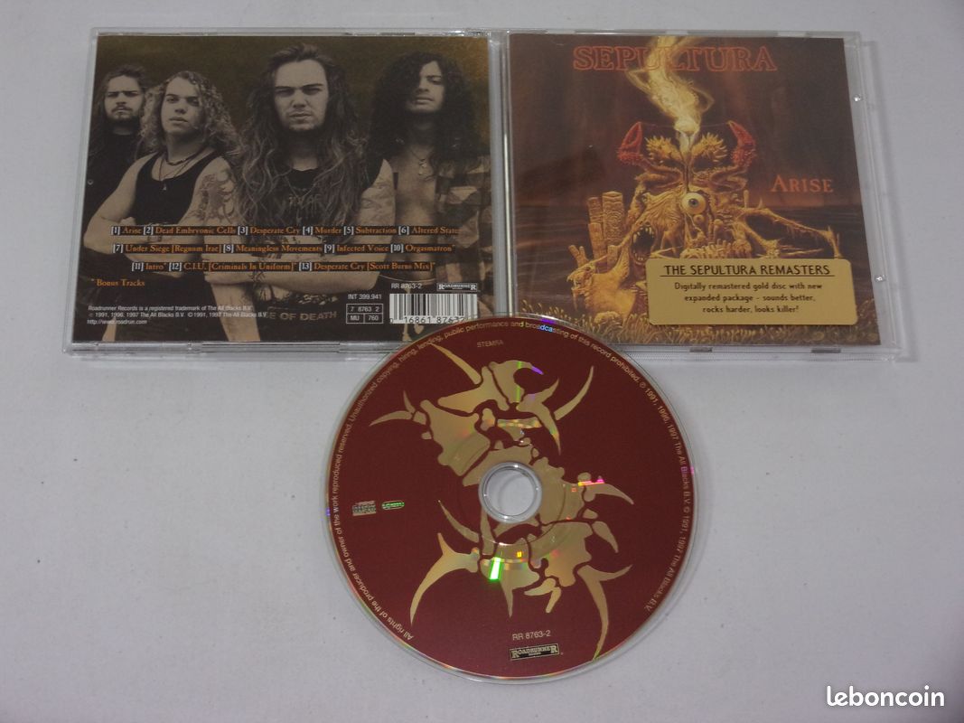 CD Sepultura "Arise" + 4 bonus (thrash métal, réédition 1997) (image 1)