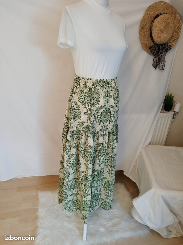 ORANDESIGNE Jupe Longue Femme Été – Taille Élastique Haute, Maxi Fluide Boho Plissée, Couleur Unie Élégante Et Décontractée