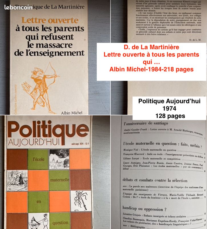 École/Pédagogie/Enseignement : 3 livres / 11 revues-journaux-brochures & 7 documents (encarts-suppléments) + 16 N° de L' École Émancipée 1977 (image 4)