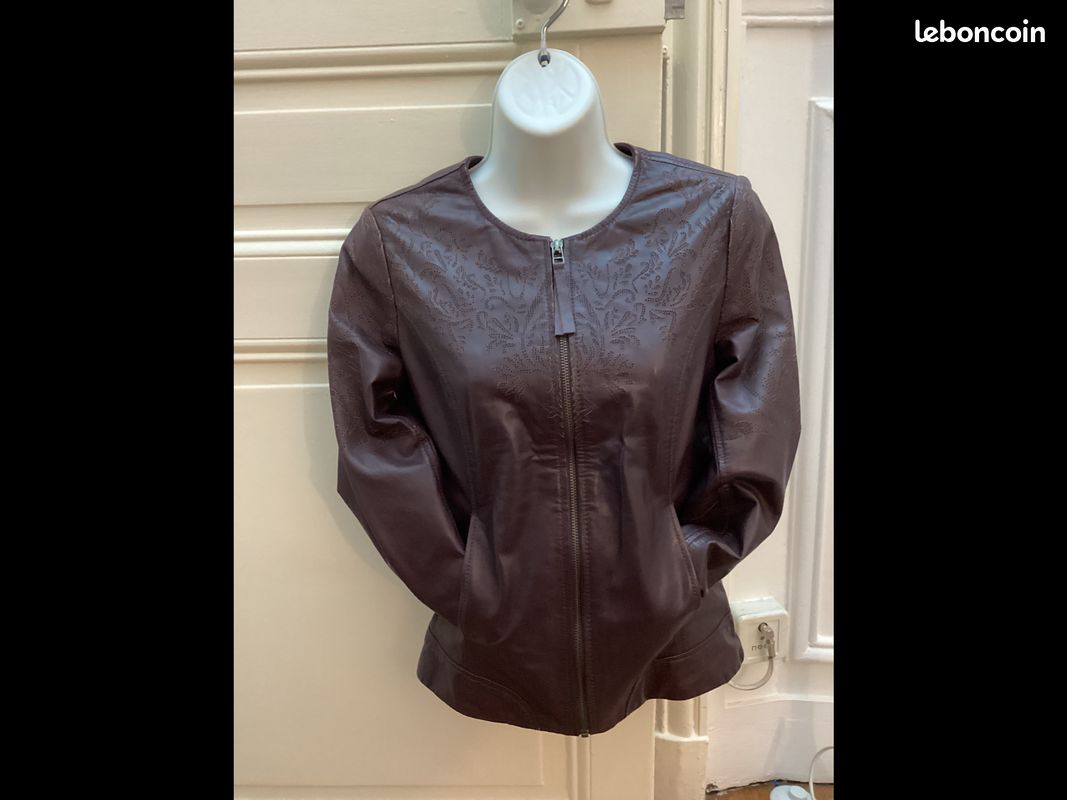 Veste En Cuir De Mouton Vintage Umberto Olivieri - Taille 52 Marron - Occasion Très Bon état