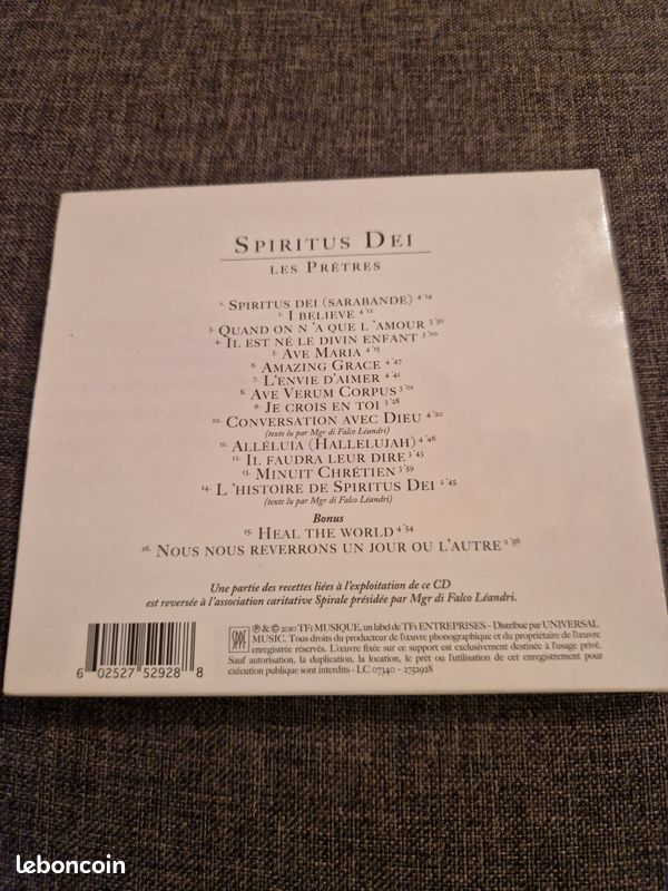 Vend CD Les prêtres ( Spiritus Dei) (image 2)