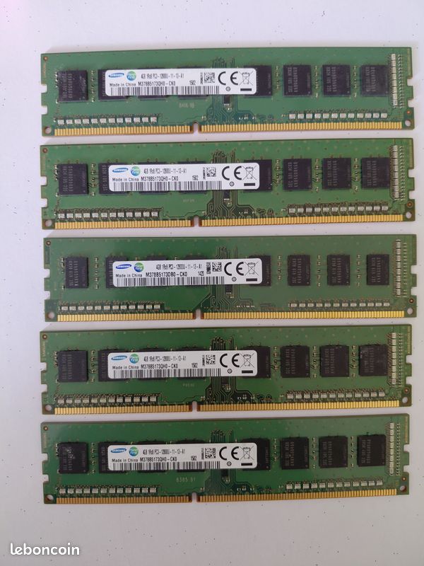 5 pièces RAM UDIMM SAMSUNG 4Go 1Rx8 PC3-12800U (image 1)