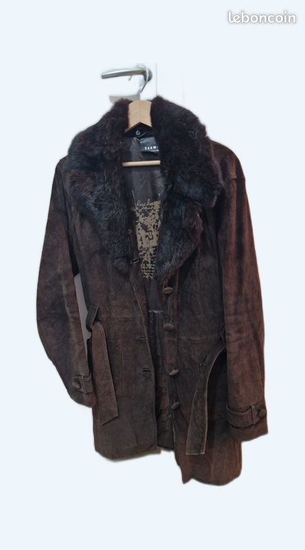 Manteau croûte de cuir et fourrure (image 1)