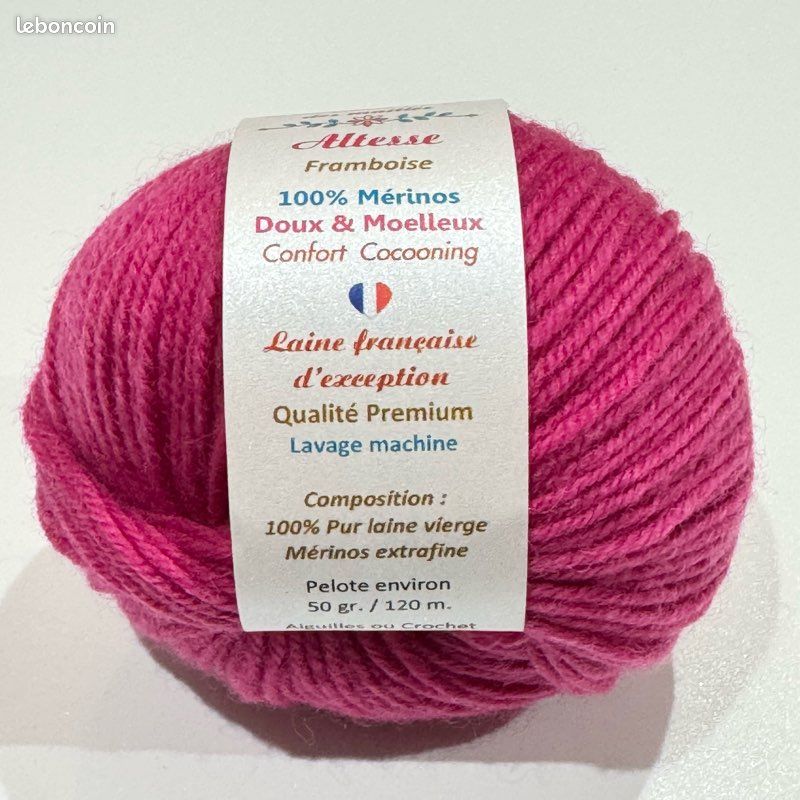 Laine Mérinos Altesse framboise 10 pelotes de 50g 130m (image 3)