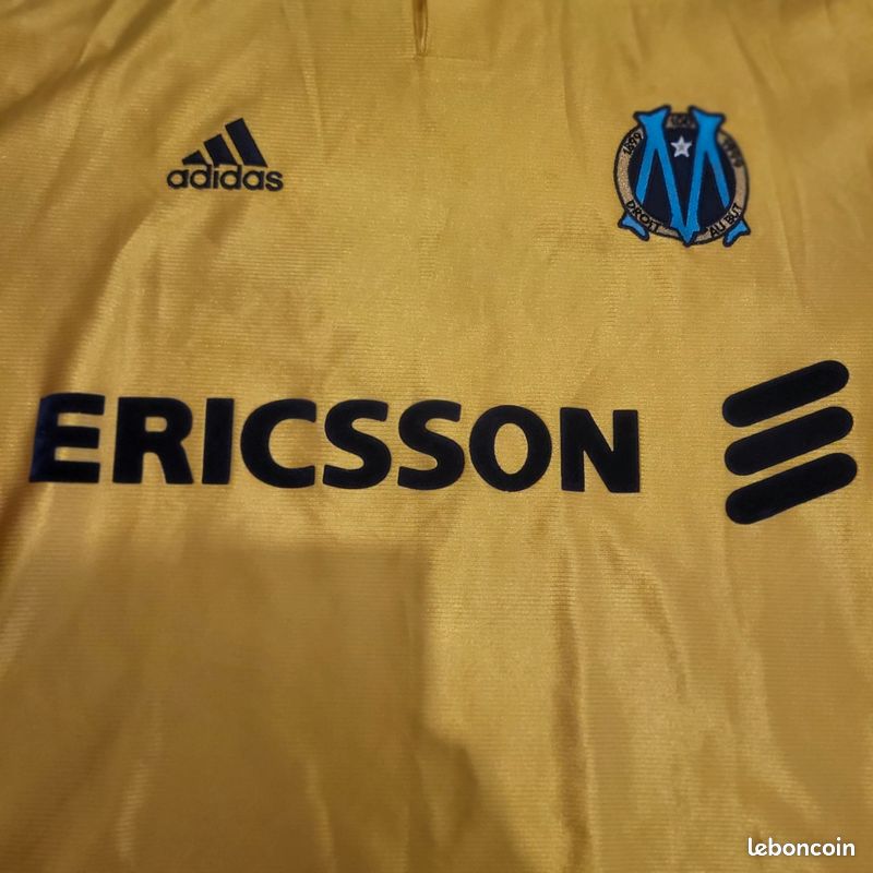 Maillot Olympique De Marseille Adidas, Ericsson SOCIOS, Taille S – Vintage Ultra Rare