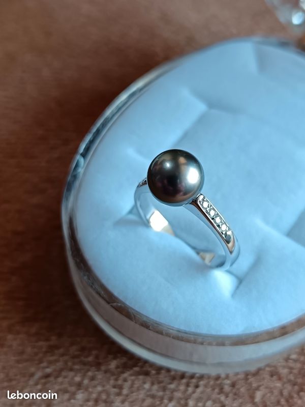 Bague or 18 karat perle tahiti diamants (image 3)