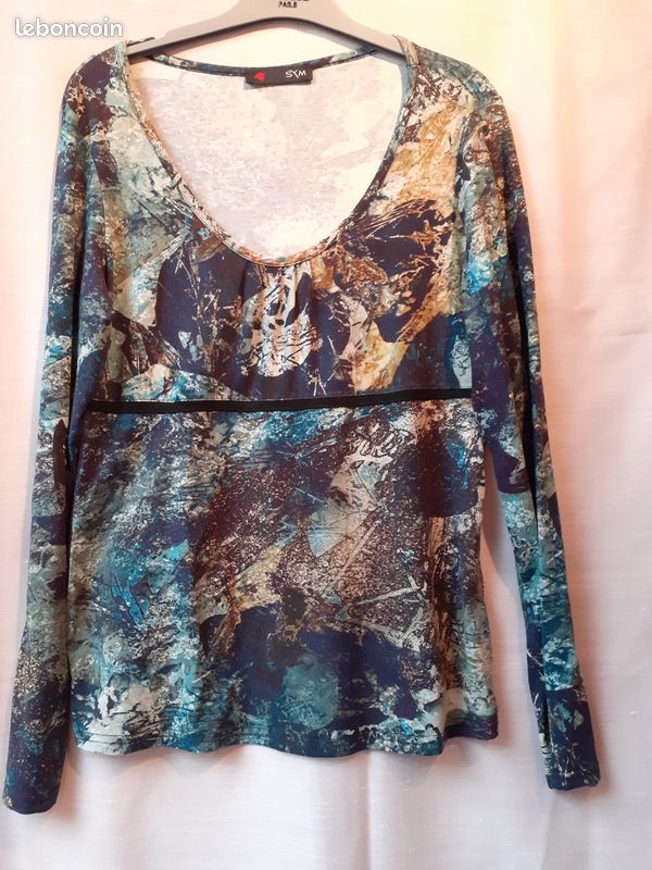 Blouse femme camaieu bleu Sym (image 1)