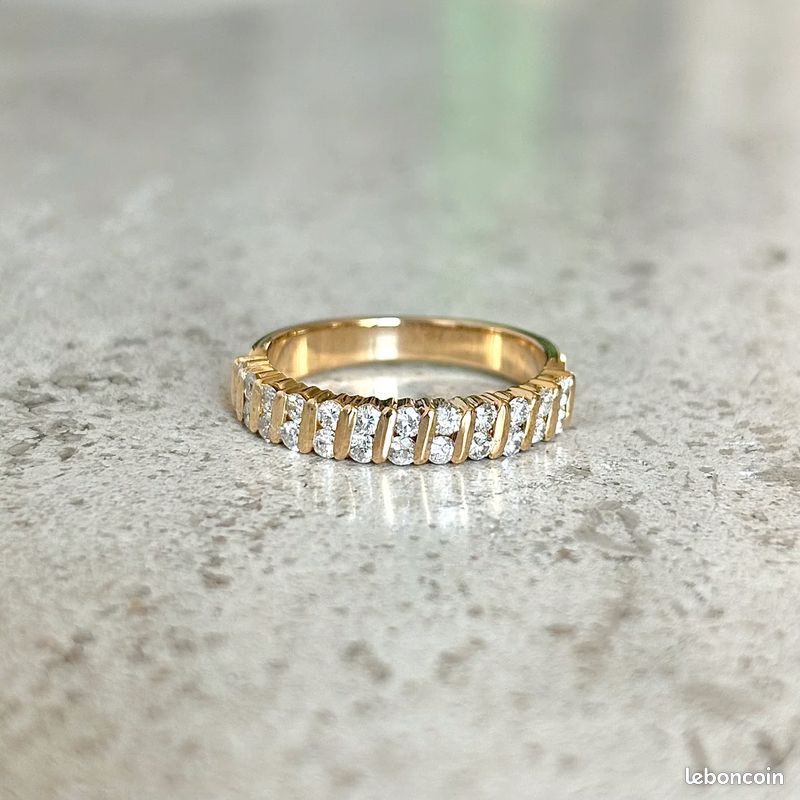 Bague Alliance - Or Jaune 750 & Diamants (image 3)