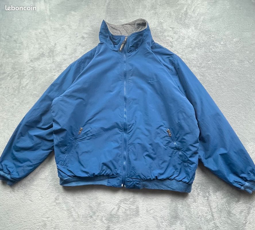 Veste Bean bleue XXL – doublée polaire, coupe-vent chaude et