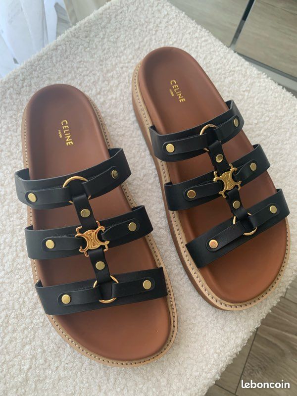 Sandales Plates CÉLINE Noir T39 Chaussures