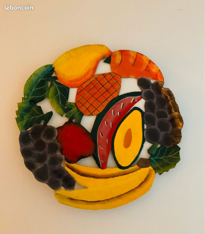 Assiette murale fruits exotiques en metal (image 4)