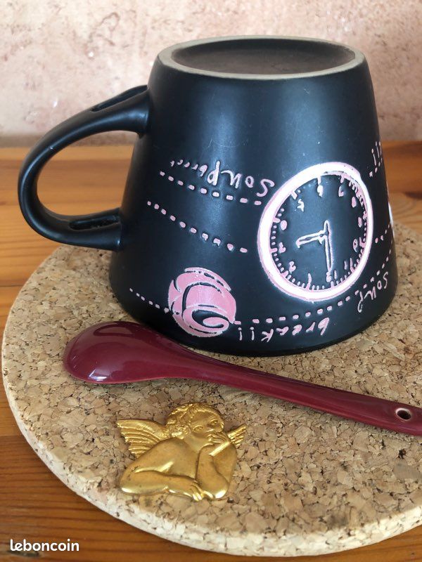 Tasse à soupe, céramique émaillée, artisanat, bol et sa cuillère (image 8)