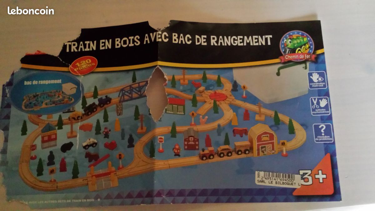 Train en bois avec bac de rangement (image 1)