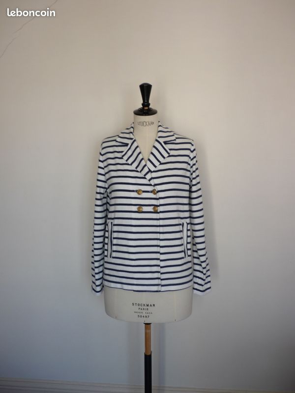 Caban jersey marin 16 ans, TBE - Petit Bateau (image 1)