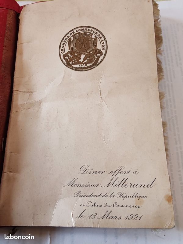 Menu de repas authentique de la chambre de commerce de Lyon en 1921 (image 3)