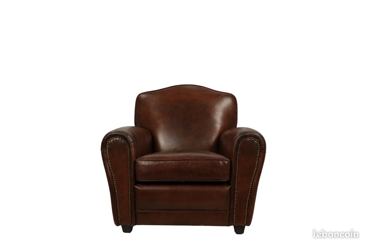 Fauteuil Club en cuir (Neuf) - Decoduweb - Expédition Rapide et Offerte (image 2)