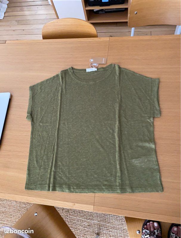 Tee shirt lin kaki Monoprix (image 1)