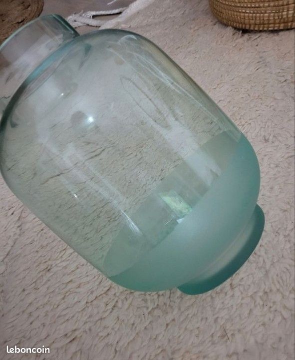 Grand Vase en Verre Transparent Teinté Bleu/Vert - Style Bohème (image 3)