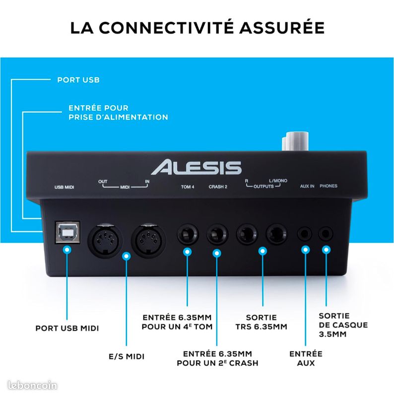 Alesis Command SE Kit - Batterie Electronique en Peau Maillée
Connexion USB MIDI, Chargement De Sample, 70 Kits, 600+ Sons, 120
Pistes (image 7)