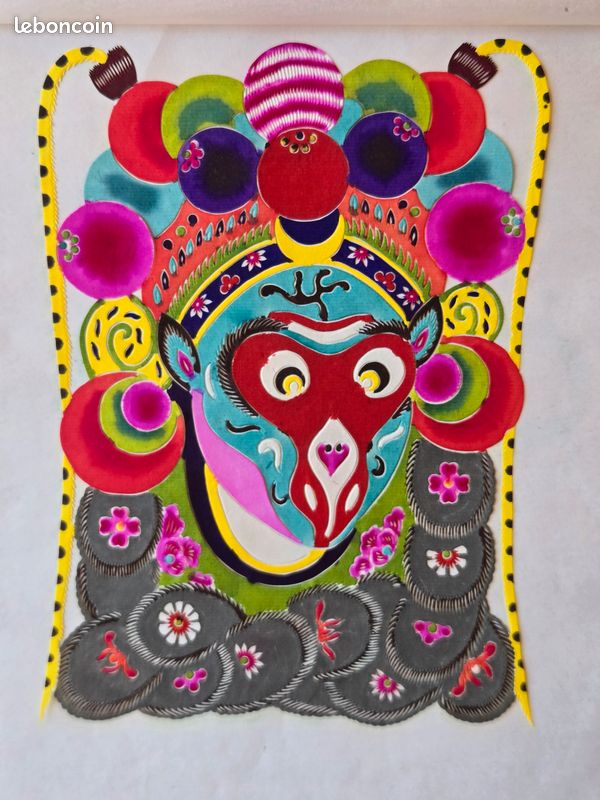 Lot de 6 papiers découpés chinois - masques de l’opéra de Pékin (image 7)
