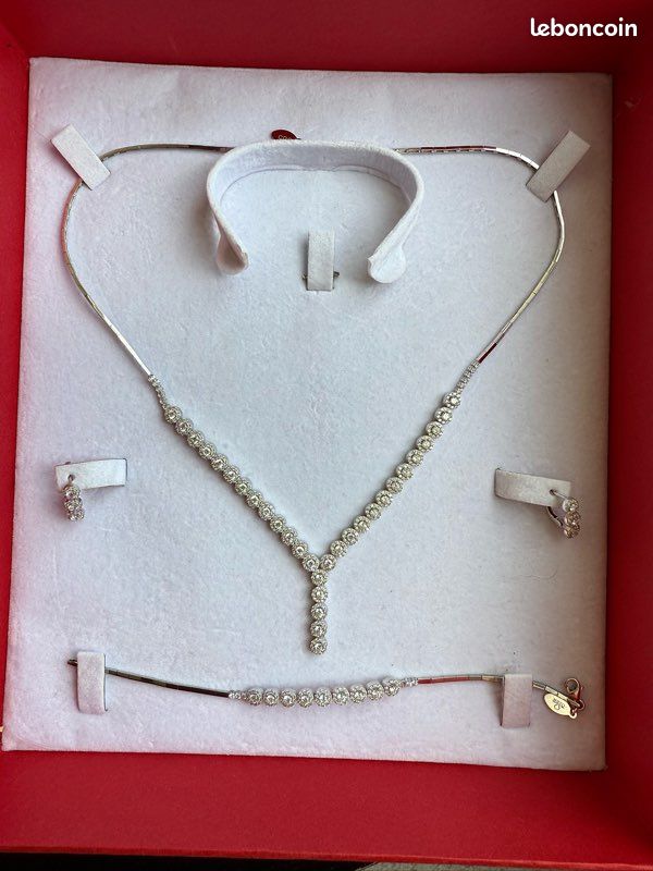 Ensemble Bijoux Or 14K Et Perles Blanches Naturelles - Collier, Bracelet, Boucles D'Oreilles - Neuf