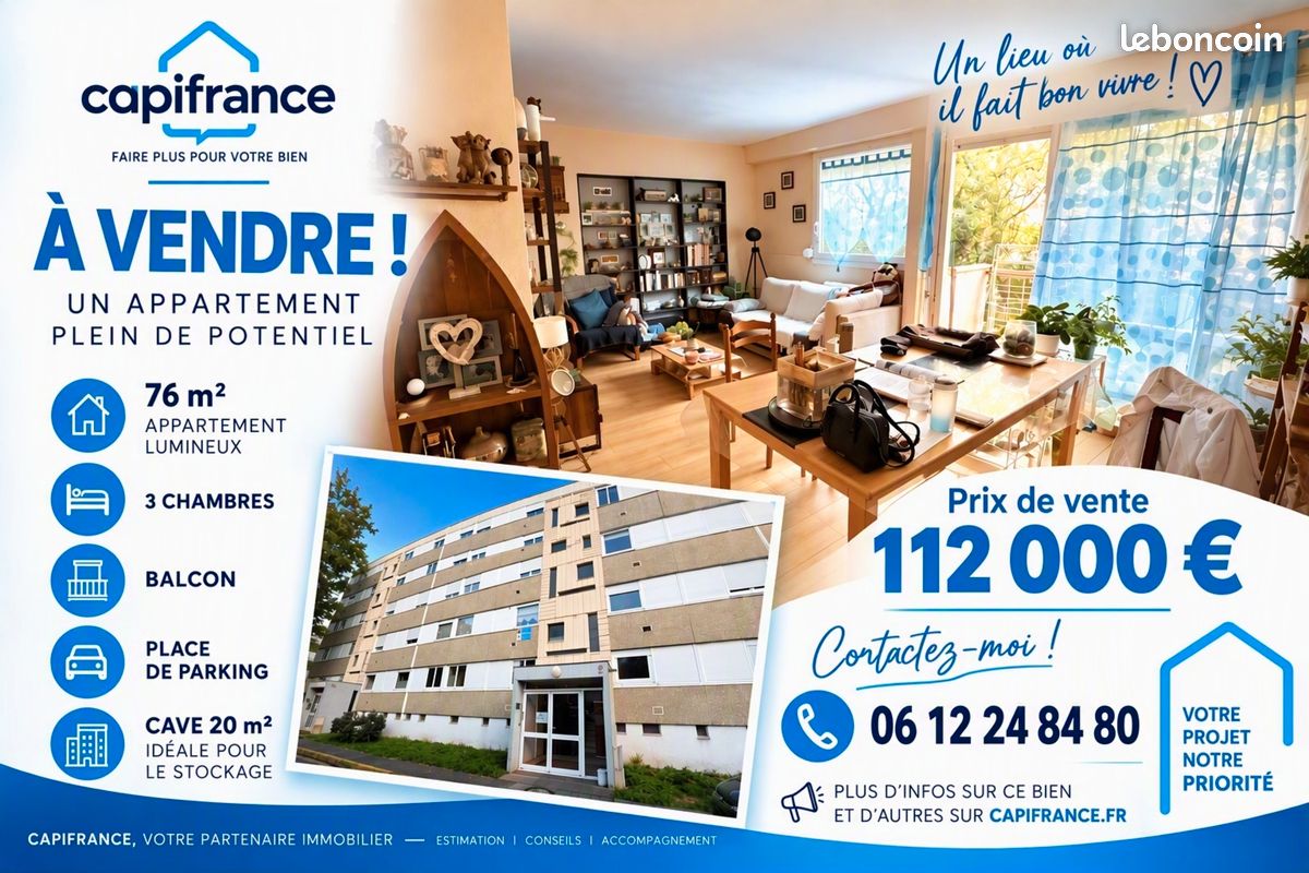 Appartement 4 pièces 76 m² · à Niort · 76 m² · 112 000 €