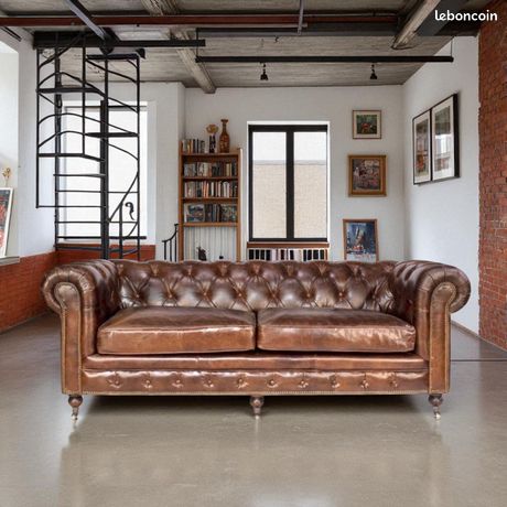 Canapé aviateur, fauteuil aviateur cuir vintage et aluminium