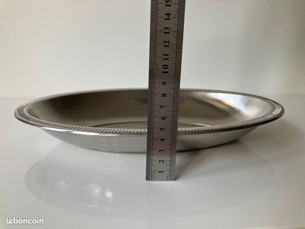 Plat Ovale Creux Jean Couzon En Inox - 45 X 29,8 Cm, Art De La Table, Vintage