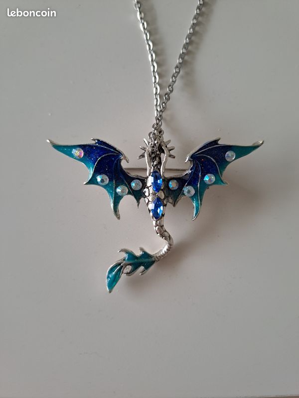 Pendentif Acier Inoxydable Dragon Bleu – Unisexe Avec Chaîne, Original 649