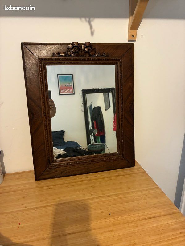 Miroir ancien en bois années 30 (image 1)