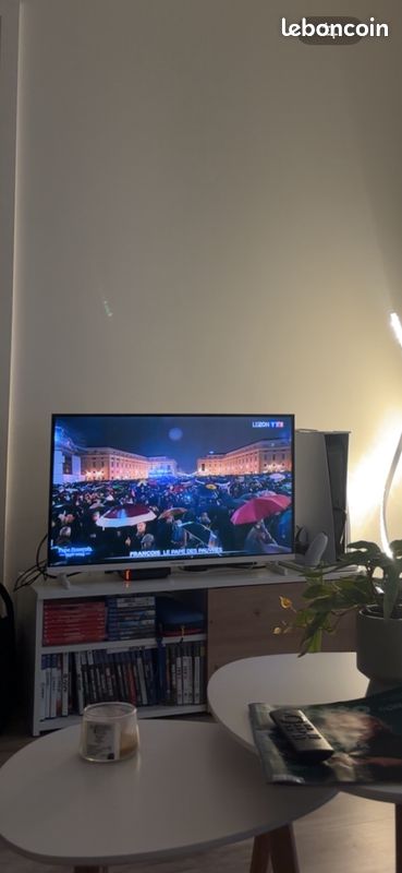 Meuble TV blanc / bois (image 1)