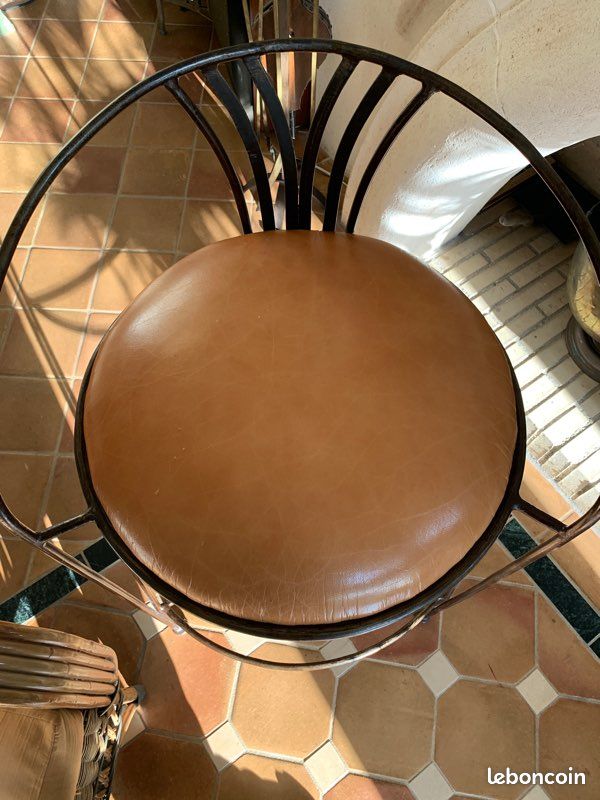 2 Chaises de bar cuir et fer forgé (image 5)