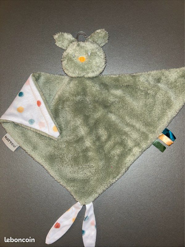 Maxi Doudou Plat Nattou Lapin Lapidou – 65x40 Cm, Vert Menthe, Compagnon Dès La Naissance, Lavable 30°C