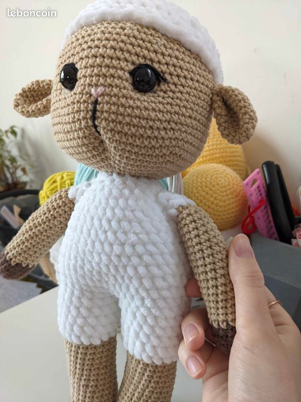 Agneau, doudou peluche fait main au crochet, neuf (image 6)