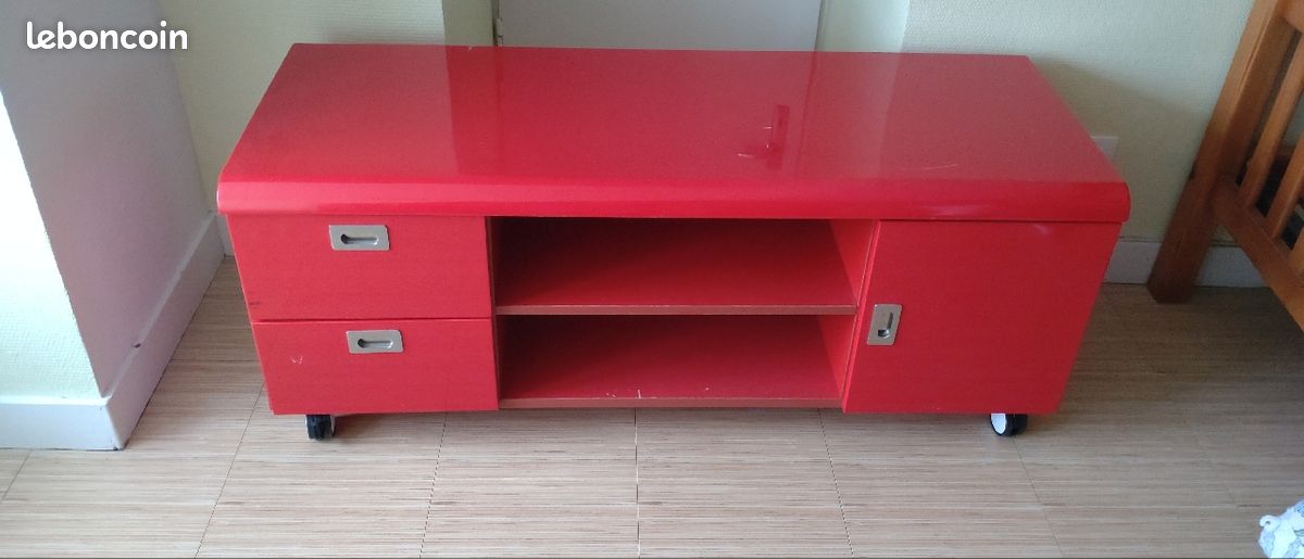 Meuble télévision rouge (image 5)