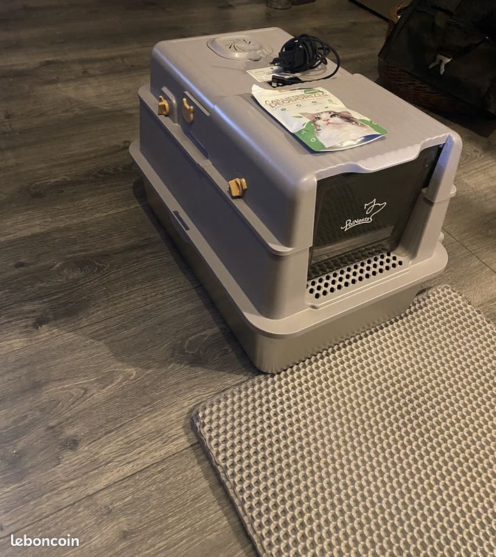 Litière pour chat en acier inoxydable + système anti-odeur + accessoires (quasi neuve) (image 2)